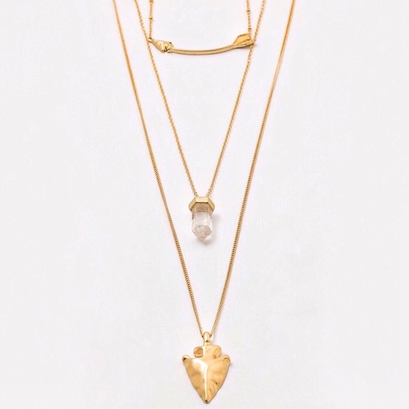 Jewelry - Boho Layer Choker Arrow Pendant Quartz Necklace